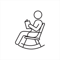 Minimalist Line Art Depiction of a Person Reading a Book While Relaxing in a Rocking Chair Inducing a Sense of Calmness