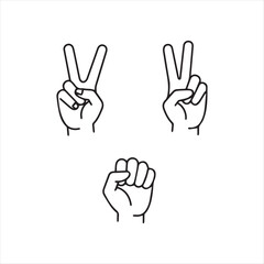 Illustrative Rock Paper Scissors Hand Gestures Depicting the Iconic Game in a Simple yet Recognizable Style
