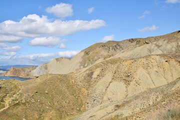 Mountain landscape. View of the mountain range of volcanic origin Crimea