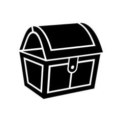 Open treasure chest icon on transparent background silhouette