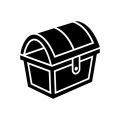 Isolated treasure chest on transparent background silhouette