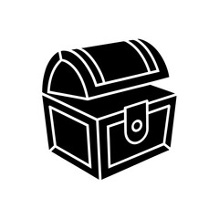 Open treasure chest icon on transparent background silhouette