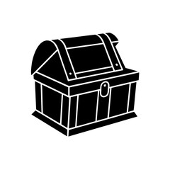 Isolated treasure box on transparent background silhouette