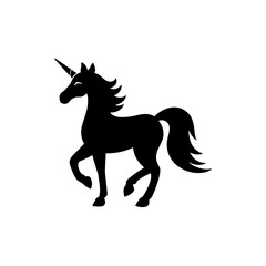 Silhouette of unicorn on transparent background