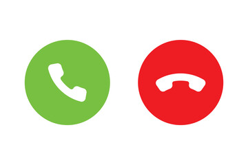 Set of Call accept and decline icon collection. Answer and end buttons symbol.
