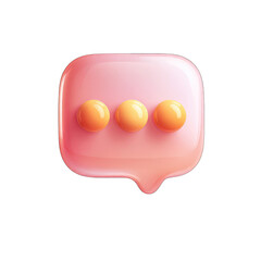 Pink speech bubble icon with three orange dots