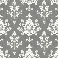 Elegant Damask Grey and White Floral Design 4k , Generative AI