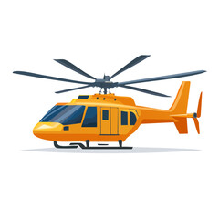 Yellow Helicopter Illustration isolated on black, propeller design aviation transport