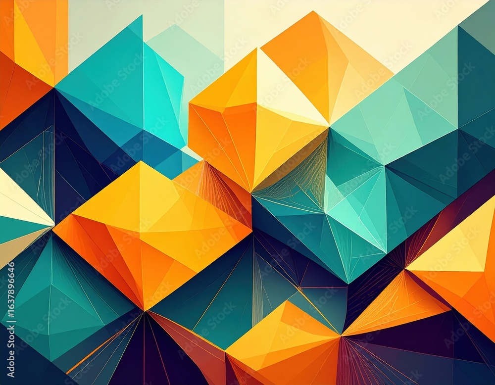 Poster geometric abstract background design with vivid colors
