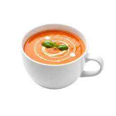 creamy tomato soup in mug perfect for restaurant menus and blogs