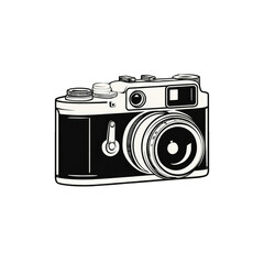 Black and white vintage camera graphic