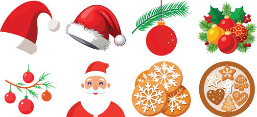 Christmas Icon Set in Flat Design Style Christmas icon bundle design