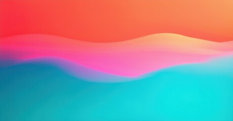 Fototapeta premium Abstract waves, vibrant colors blend. Pink, red, turquoise create smooth transitions. Minimalist design, modern aesthetic. Soft gradients dominate composition.