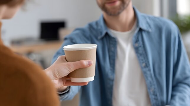 Coworkers sharing a coffee break demonstrating teamwork and support