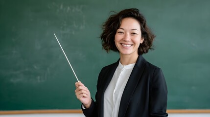 Confident teacher giving a presentation in the classroom