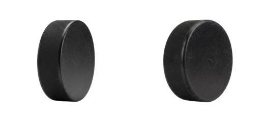 Hockey puck action shot ice rink product sports environment dynamic concept. Cut out PNG set