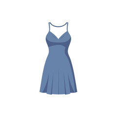 Blue summer dress illustration simple sundress design apparel style v neck elegant clothing woman garment fashion