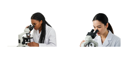 Microscopy experiment demonstration laboratory educational presentation controlled environment scientific exploration. Cut out PNG set