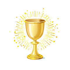 Golden Chalice with Radiant Burst Shining Trophy Icon Achievement Celebration Success and Victory Illustration