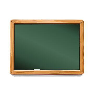 Illustration of a classic green chalkboard with wooden frame and chalk education teaching learning back to school concept