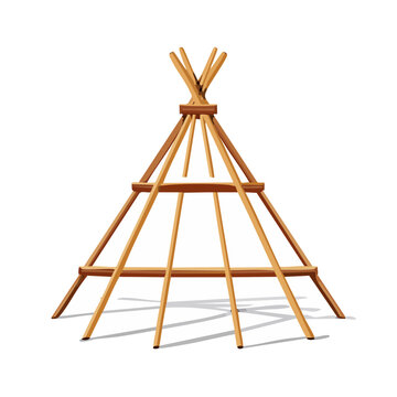 Illustration of a tipi frame against a black background for camping, travel, and indigenous themes