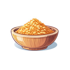 Wooden bowl filled with orange lentils Healthy organic vegetarian ingredient source cooking grains illustration.