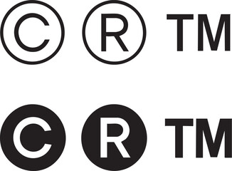 Vector Intellectual Property Icons Featuring Copyright, Registered, and Trademark Designs

