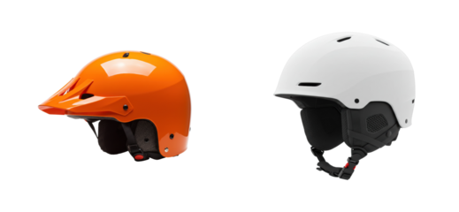Protective gear for sports enthusiasts helmets in action outdoor environment safety equipment. Cut out PNG set