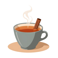 Ceramic tea mug with steam and cinnamon stick, cozy beverage concept