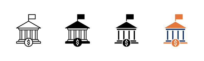 Bank icon sheet multiple style collection
