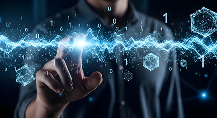 Person Interacting with Data Visualization Interface