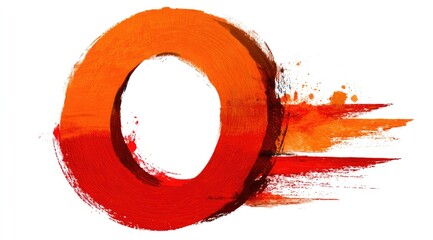 Bold, orange "O" with paintbrush strokes