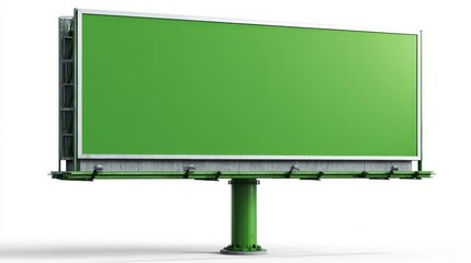 Obraz premium Green Billboard Mockup for Advertising Campaigns, Product Promotion, or Public Service Announcements on White Background