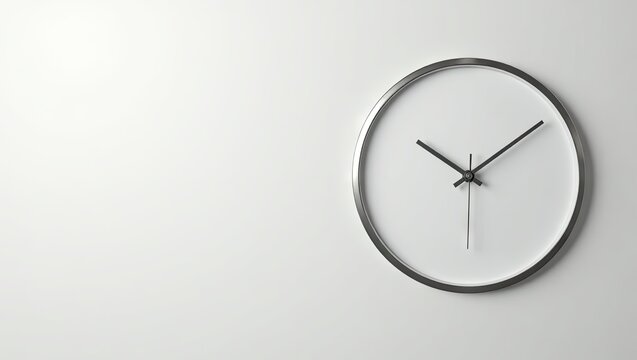 A modern, minimalist wall clock against a plain white backdrop.