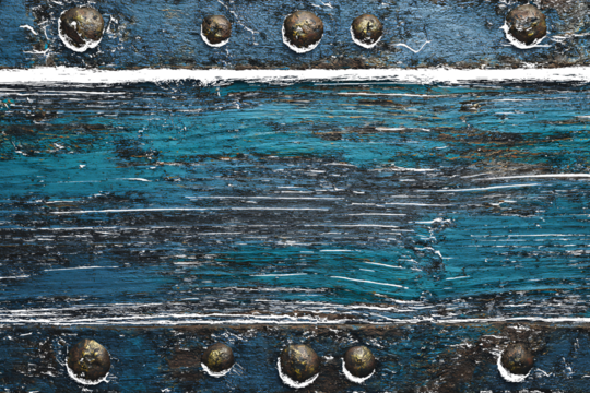 Weathered Teal Wooden Planks with Rustic Metal Rivets Texture blue - Powered by Adobe