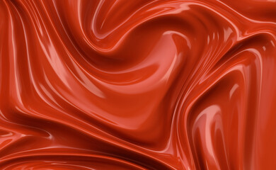 Shiny red liquid texture with elegant curves and smooth shapes - abstract 3D background for modern