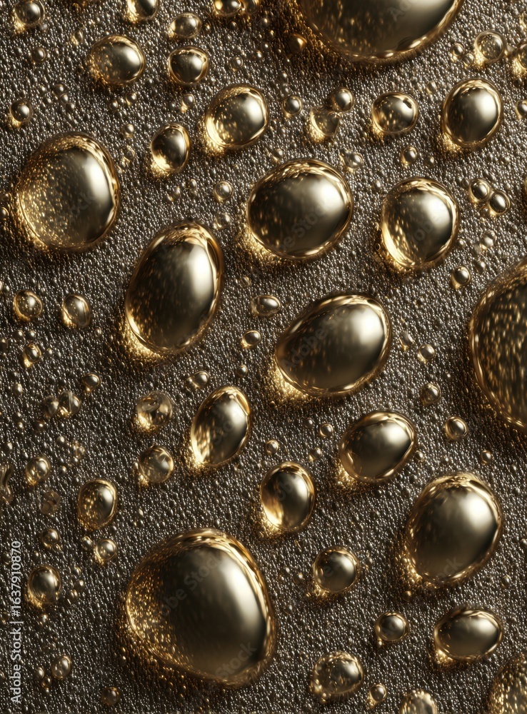 Poster close-up view of water droplets on a textured , reflecting light and creating a mesmerizing, abstrac