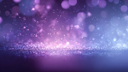 Obraz premium Elegant Glittering Particles Background with Bokeh Effect in Shades of Purple and Blue for Festive Designs