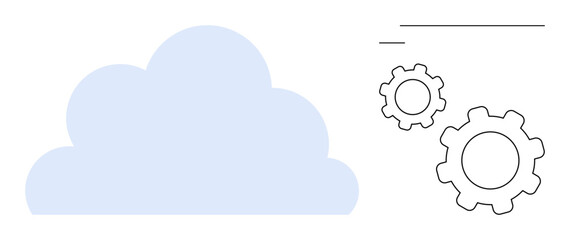 Cloud icon paired with two gears, representing cloud technology, system automation, and data integration. Ideal for cloud computing, technology, automation, IT services, digital transformation data