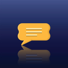 3D chat bubble icon, chat bubble icon with dark blue and light blue gradient background, suitable for use in chat applications, messages, chats, and etc