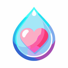 Water Glass Glow Heart Vector