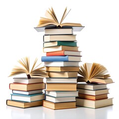 Fototapeta premium Stacked books, open pages, knowledge