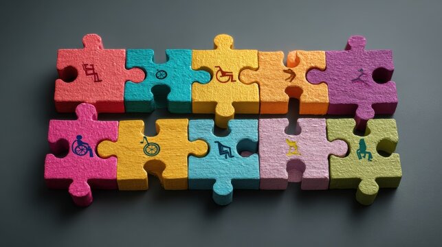 Inclusive Puzzle Pieces: A Colorful Representation of Disability and Accessibility in a Connected World - Powered by Adobe