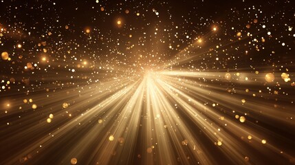 Fototapeta premium Golden Light Rays with Sparkling Particles for Festive Celebrations and Elegant Design Backgrounds