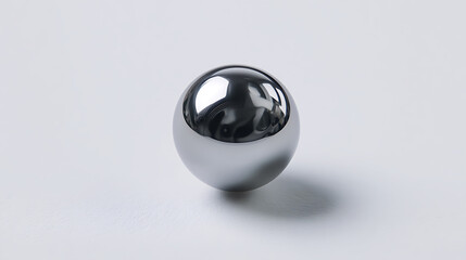 Single reflective metallic sphere with distorted reflections isolated on a white background