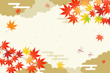 紅葉が美しい秋の和背景_ベクターイラスト