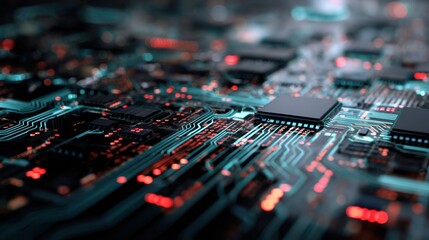 Obraz premium glowing circuit board technology detail