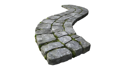 Winding Stone Path Mossy Cobblestones Garden Walkway
