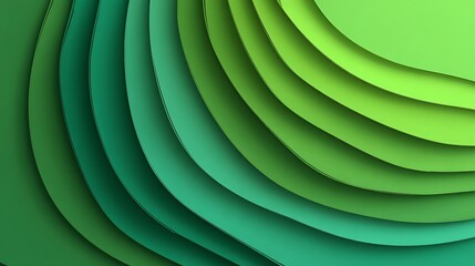 Fototapeta premium Colored paper curved green 3d abstract background .