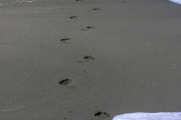 Barefoot Footprints on Sandy Beach in Cyprus